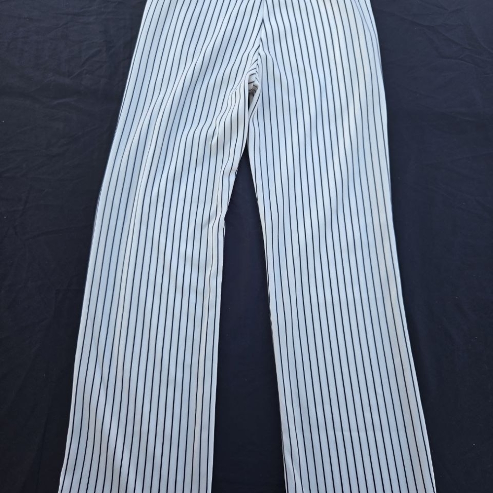 White Wide Leg Pinstripe Pants